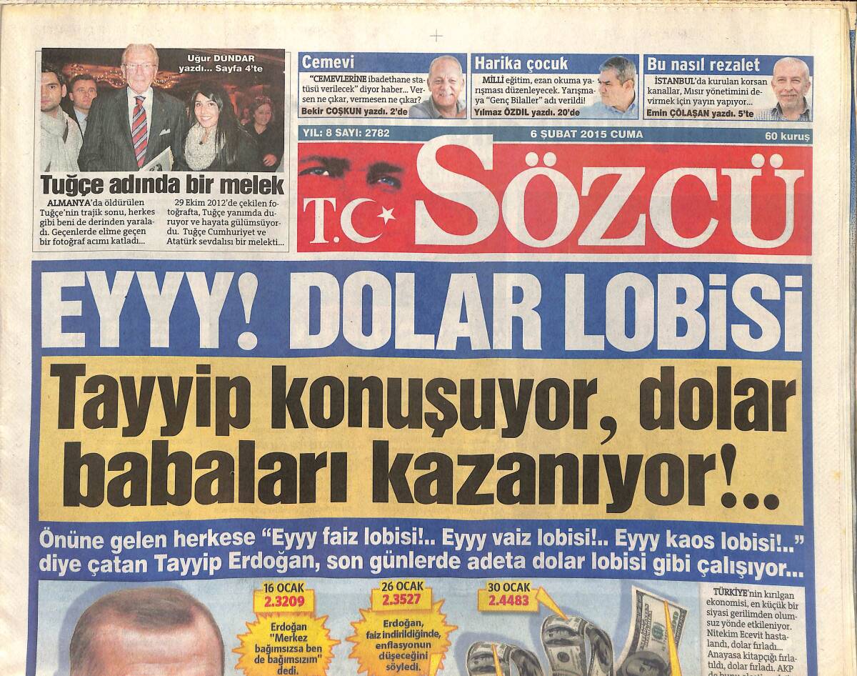 Sözcü Gazetesi 6 Şubat 2015 - Galatasaray Şimdiden 5 Hafta Sonraki Fenerbahçe Maçının Hesaplarını Yapıyor GZ154958 - 1