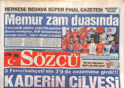 Sözcü Gazetesi 7 Mayıs 2012 - Deniz Gezmiş Ve Arkadaşları Anıldı - Sincanda 3 General Aynı Koğuşta Yatıyor GZ106857 - 1