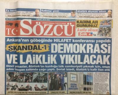 Sözcü Gazetesi 8 Mart 2016 - Demokrasi Ve Laiklik Yıkılacak GZ29819 - 1