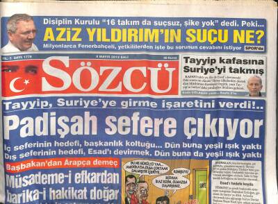 Sözcü Gazetesi 8 Mayıs 2012 - Meral Akşener Savcıya 28 Şubatı Anlattı - Tayyip , Suriyeye Girme İşaretini Verdi!.. GZ106855 - 1