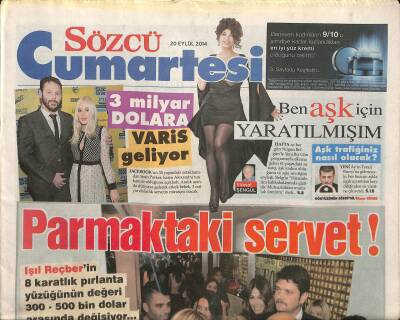 Sözcü Gazetesi Cumartesi Eki 20 Eylül 2014 - Işıl Reçberin 8 Karatlık Pırlanta Yüzüğünün Değeri 300.500 Bin Dolar Arasında Değişiyor... GZ117147 - 1