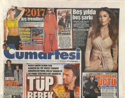 Sözcü Gazetesi Cumartesi Eki 26 Kasım 2016 - Tarkan Ve Eşi Pınar Dilek Tevetoğlu , Önceki Gece Maslakta Özel Hastaneden Çıkarken Objektiflere Takıldı GZ84427 - 1
