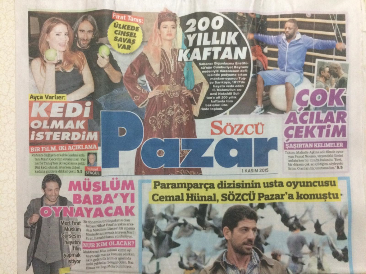 Sözcü Gazetesi Pazar Eki 1 Kasım 2015 - Mert Fırat Müslüm Babayı Oynayacak GZ27884 - 1