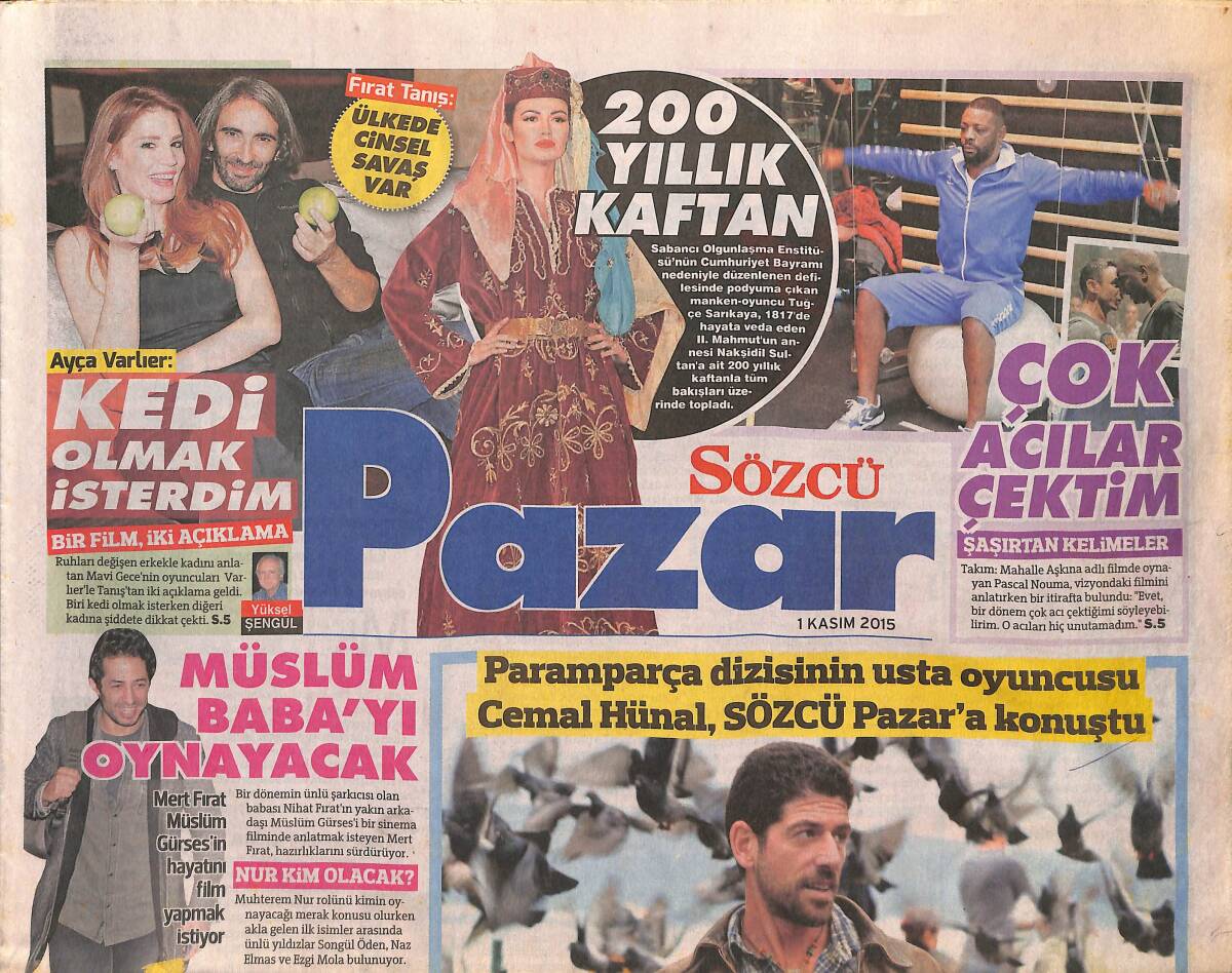 Sözcü Gazetesi Pazar Eki 1 Kasım 2015 - Mert Fırat Müslüm Gürses'in Hayatını Film Yapmak İstiyor - Moda'nın En Heyecanlı İş Birliği GZ136528 - 1