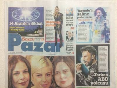 Sözcü Gazetesi Pazar Eki 11 Aralık 2016 - Tarkan Abd Yolcusu,Serdar Ortaç Panik Yaptı GZ29490 - 1