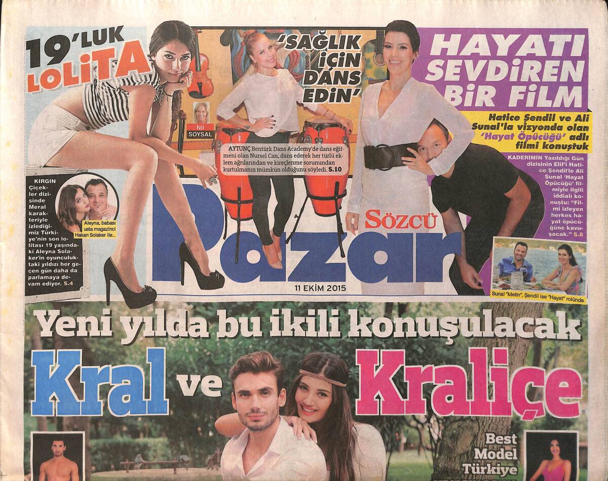 Sözcü Gazetesi Pazar Eki 11 Ekim 2015 - Serdar Ortaç: İnsanlar Çok Mutsuz - Aleyna Solaker 19'luk Lolita GZ154727 - 1