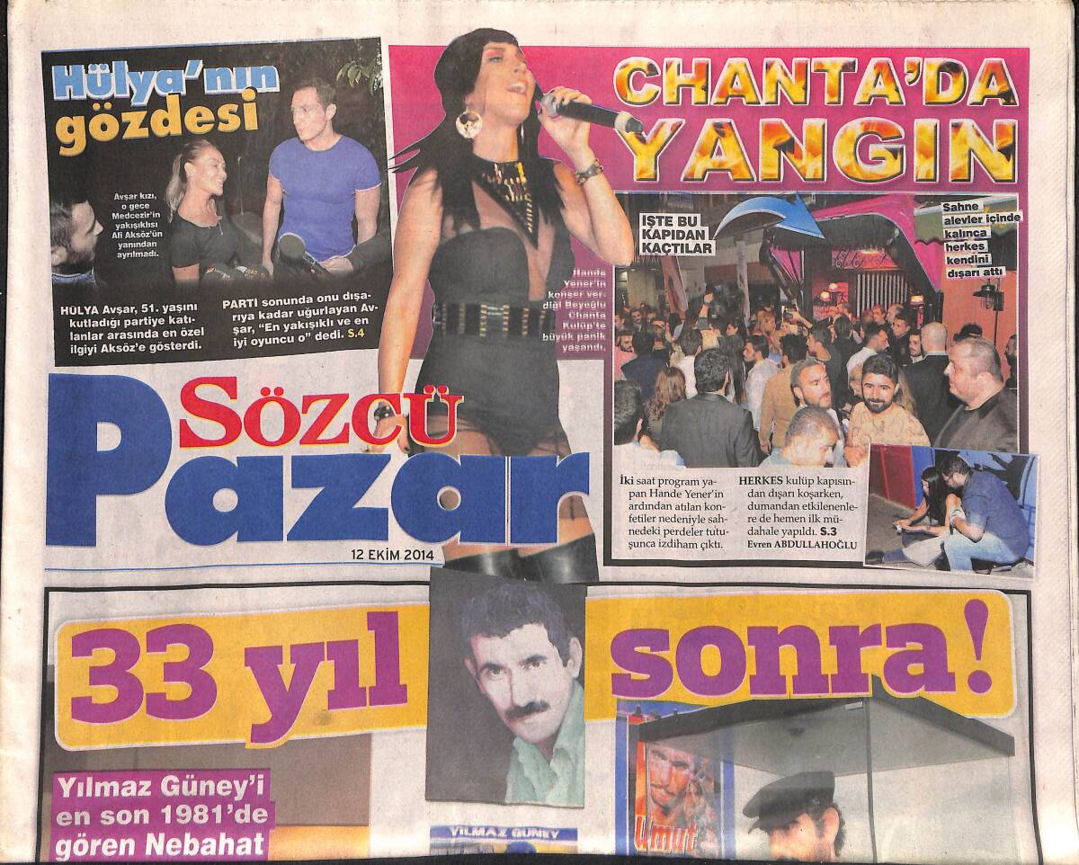 Sözcü Gazetesi Pazar Eki 12 Ekim 2014 - Yılmaz Güney'i En Son 1981'de Gören Nebahat Çehre O Gün Onunla Yeniden Yüzleşti GZ160037 - 1