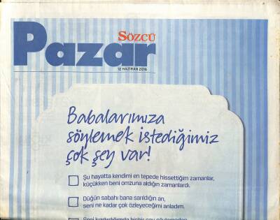Sözcü Gazetesi Pazar Eki 12 Haziran 2016 - Burcu Esmersoy Milli Takıma Destek Vermeye Gitti... - Nazan Şoray Barış Mançonun Kapısında Yattım GZ125942 - 1