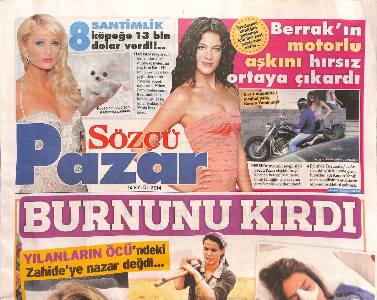 Sözcü Gazetesi Pazar Eki 14 Eylül 2014 - Ünlülerin Milyonluk Evi Dalgaların Tehdidi Altında - Tarkan'dan Roman Havası GZ135915 - 1