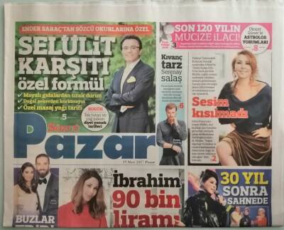 Sözcü Gazetesi Pazar Eki 19 Mart 2017 Nebahat Çehre 30 Yıl Sonra Sahnede - 9 Ayda 70 Kilo Verdi -GZ44260 - 1