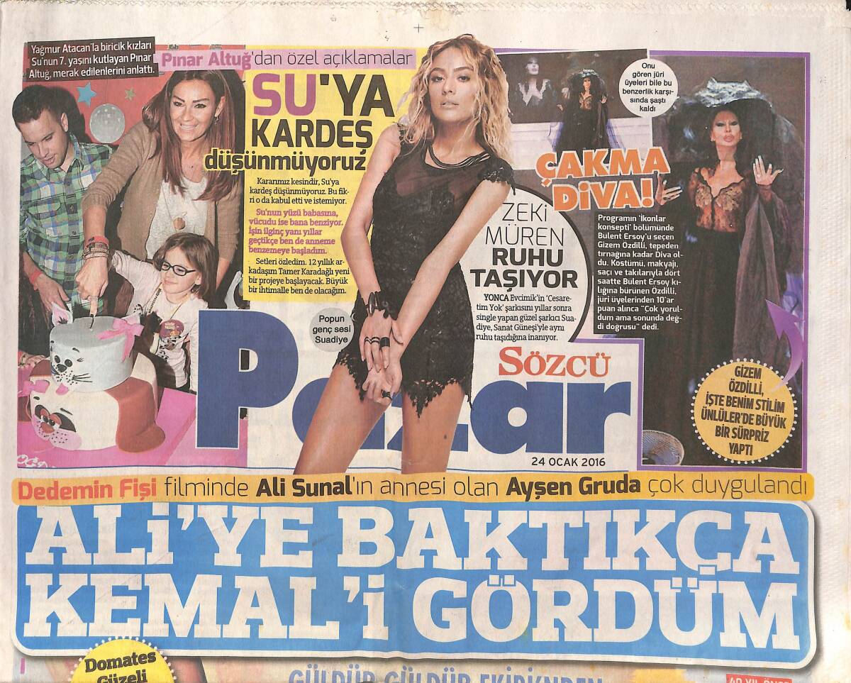 Sözcü Gazetesi Pazar Eki 24 Ocak 2016 - Pınar Altuğ'dan Özel Açıklamalar - Ebru Gündeş Sözünü Tuttu GZ135327 - 1
