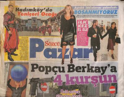 Sözcü Gazetesi Pazar Eki 8 Kasım 2015 - Popçu Berkaya 4 Kurşun GZ116486 - 1