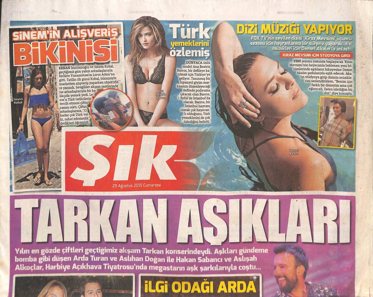 Sözcü Gazetesi Şık Eki 29 Ağustos 2015 - Tarkan Aşıkları - Pazılı Gülben Ergen GZ135204 - 1