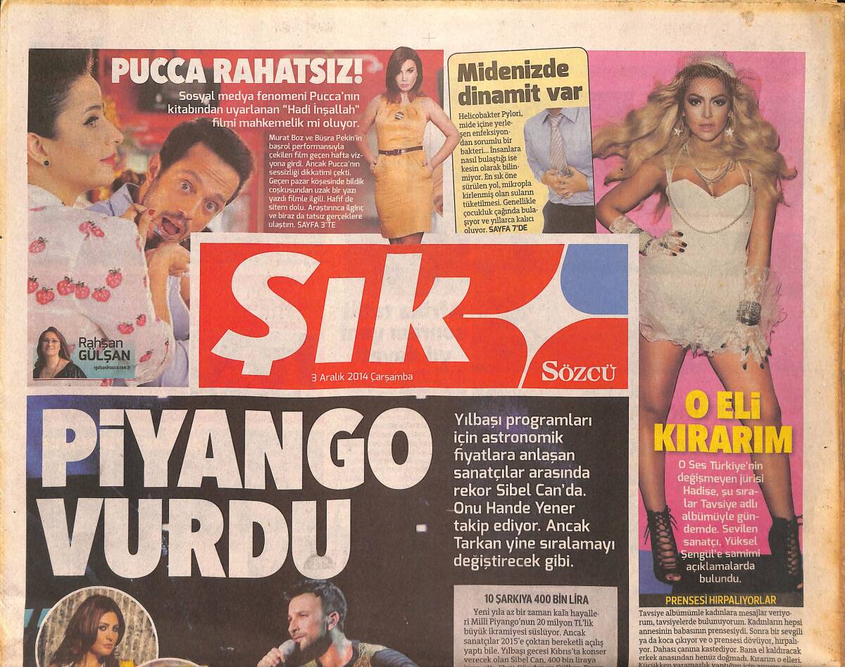Sözcü Gazetesi Şık Eki 3 Aralık 2014 - Londra'da Yıldız Yağmuru * Rihanna * - Hadise ' Acun Bizi Motive Ediyor GZ159852 - 1