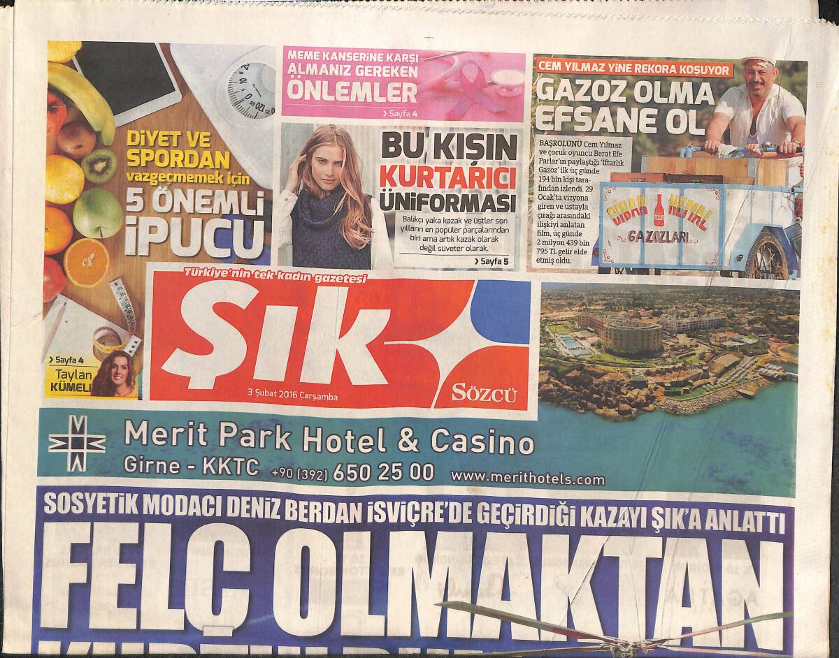 Sözcü Gazetesi Şık Eki 3 Şubat 2016 - Burcu Esmersoy Köpeğiyle Alışverişe Çıktı - Cem Yılmaz Yine Rekora Koşuyor GZ135236 - 1