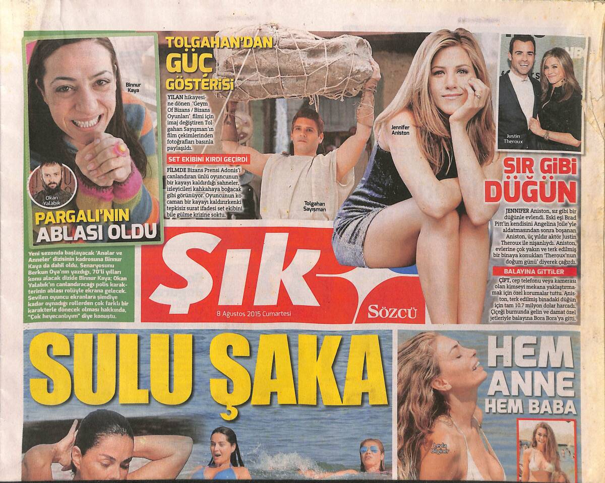 Sözcü Gazetesi Şık Eki 8 Ağustos 2015 - Tolgahan Sayışman'dan Güç Gösterisi - Simge Sağın Hem Eğlendi Hem Eğlendirdi! GZ137149 - 1