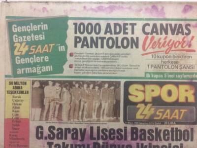 Spor 24 Saat Gazetesi 11 Mayıs 1985 - G.Saray Lisesi Basketbol Takımı Dünya İkincisi GZ38654 - 1