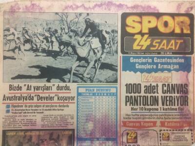 Spor 24 Saat Gazetesi 14 Mayıs 1985 - Bizde At Yarışları Durdu Avustralyada Develer Koşuyor GZ38652 - 1