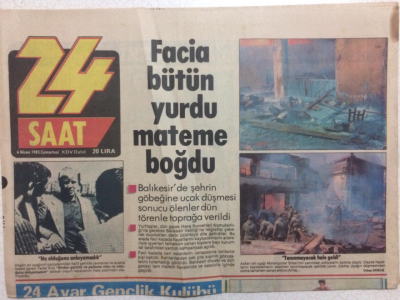 Spor 24 Saat Gazetesi 6 Nisan 1985 - Balıkesirde Şehrin Göbeğine Uçak Düştü GZ24813 - 1