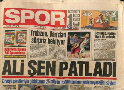 Spor Gazetesi 14 Mayıs 1996 - Ali Şen Patladı - Sarvan Vicdanım Rahat GZ123090 - 1