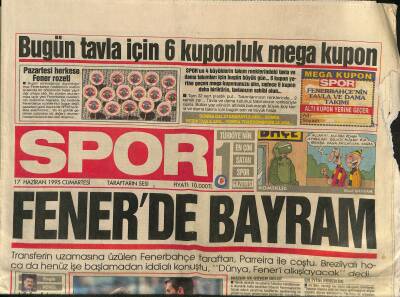 Spor Gazetesi 17 Haziran 1995 - Hamza Fenerli Oluyor - Terimden Millilere Alarm GZ123033 - 1