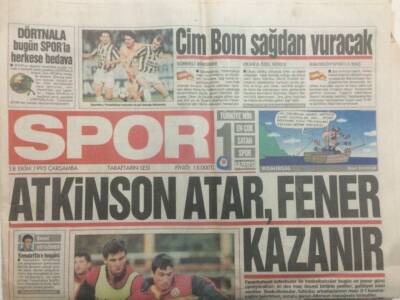 Spor Gazetesi 18 Ekim 1995 - Atkinson Atar Fener Kazanır GZ38646 - 1