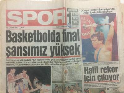 Spor Gazetesi 18 Kasım 1994 - Basketbolda Final Şansımız Yüksek GZ38648 - 1
