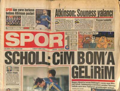 Spor Gazetesi 26 Ekim 1995 - Daumdan Fark Garantisi - Scholl Cim Boma Gelirim GZ123015 - 1