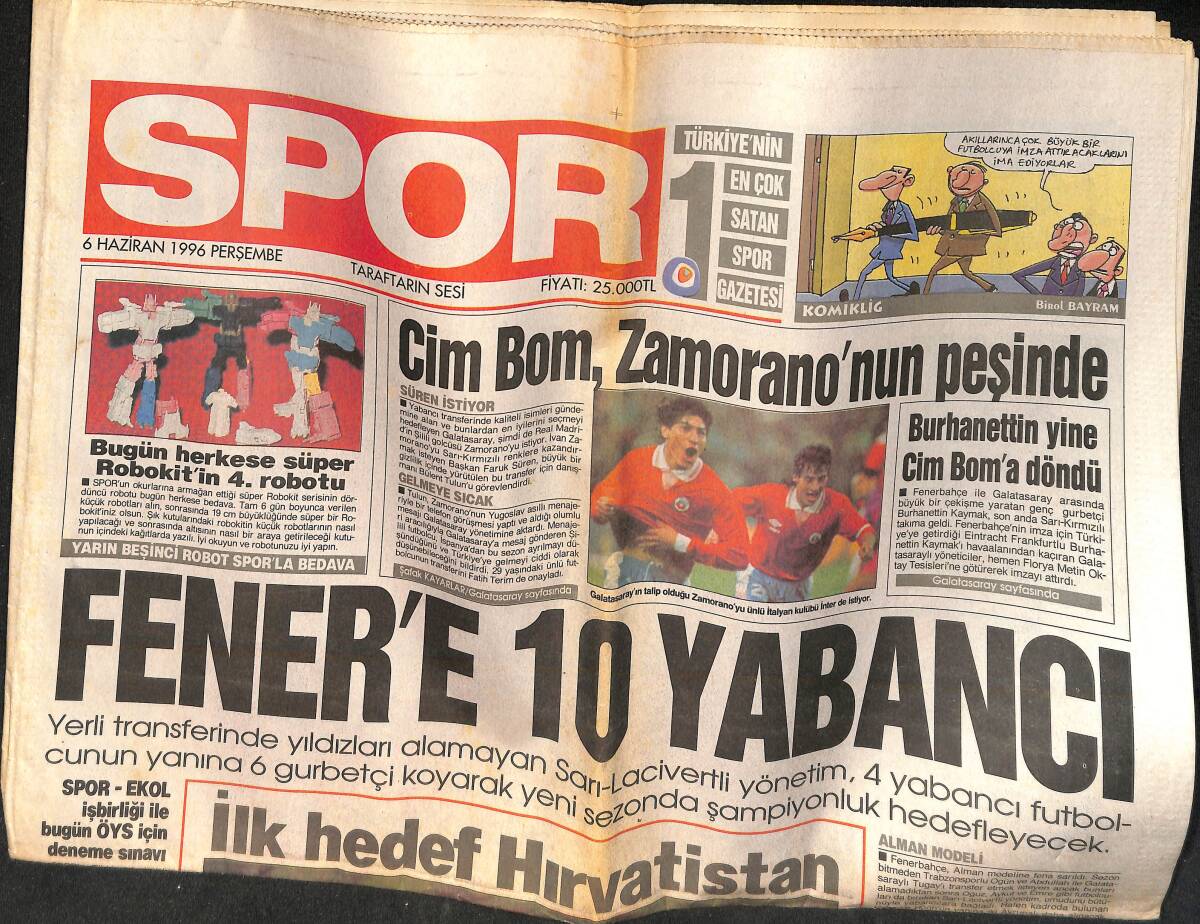 Spor Gazetesi 6 Haziran 1996 - Türkân Şoray İtiraf Etti - Rüştü : Avrupa'nın En İyisi Olacağım GZ159172 - 1