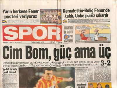 Spor Gazetesi 8 Mart 1997 - Efes Pilsen İşinin Ustası - Fener Kosta İle Vuracak GZ123194 - 1