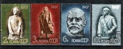 SSCB 1967 Lenin 97. Doğum Yılı Heykel Serisi Posta Pulu - 4 Adet PPT2783 - 