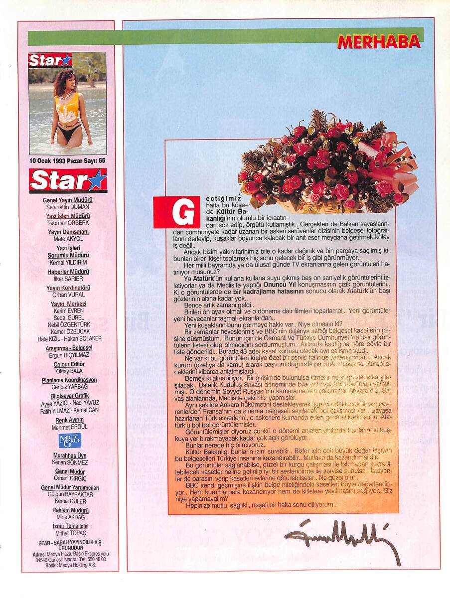 Star Dergisi 10 Ocak 1993 Sayı:65 - Bayan Madlen - Demi Moor - Marisa Mell -Beyoğlu'nun Zampara Paşaları NDR87847 - 1