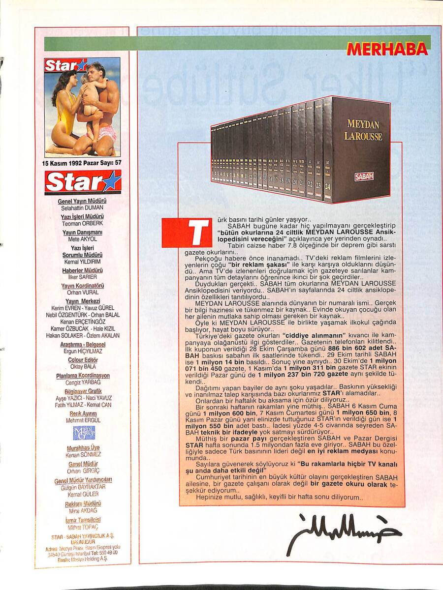 Star Dergisi 15 Kasım 1992 Sayı: 57 - Topakyan Ailesi - Escobar - Tramvay NDR91683 - 1