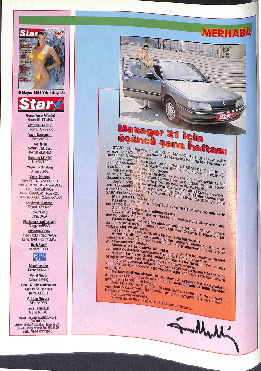 Star Dergisi 18 Mayıs 1992 Sayı:31 - Calamity Jane - Hollywood Japon Afişlerinde - Uzay Takvimi - Jodie Foster - Köşe Yazarı Zeki Müren NDR87760 - 1