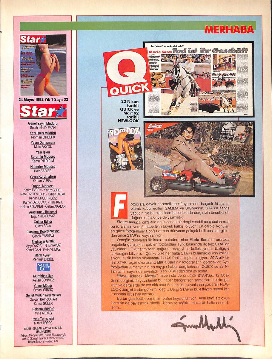 Star Dergisi 24 Mayıs 1992 Sayı:32 - Brigitte Bardot'un Evi - Teşvikiye'de Bir Prenses Naciye Sultan - Göz Boncuğu - Marlene Dietrich'in Ölüm İlanı NDR87761 - 1