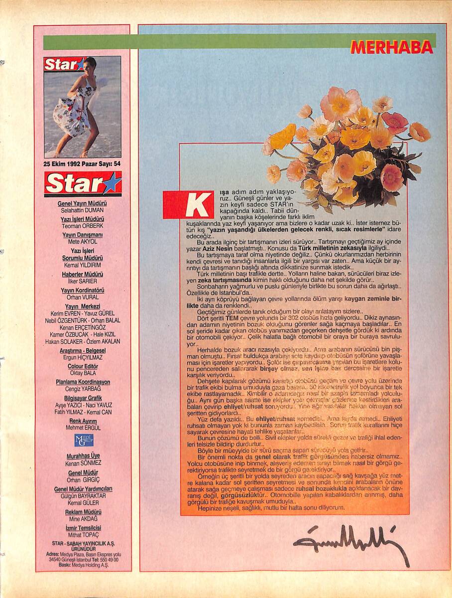 Star Dergisi 25 Ekim 1992 SAYI:54 - Sır Dolu Nehir Sepik - İsmet İnönü NDR87838 - 1