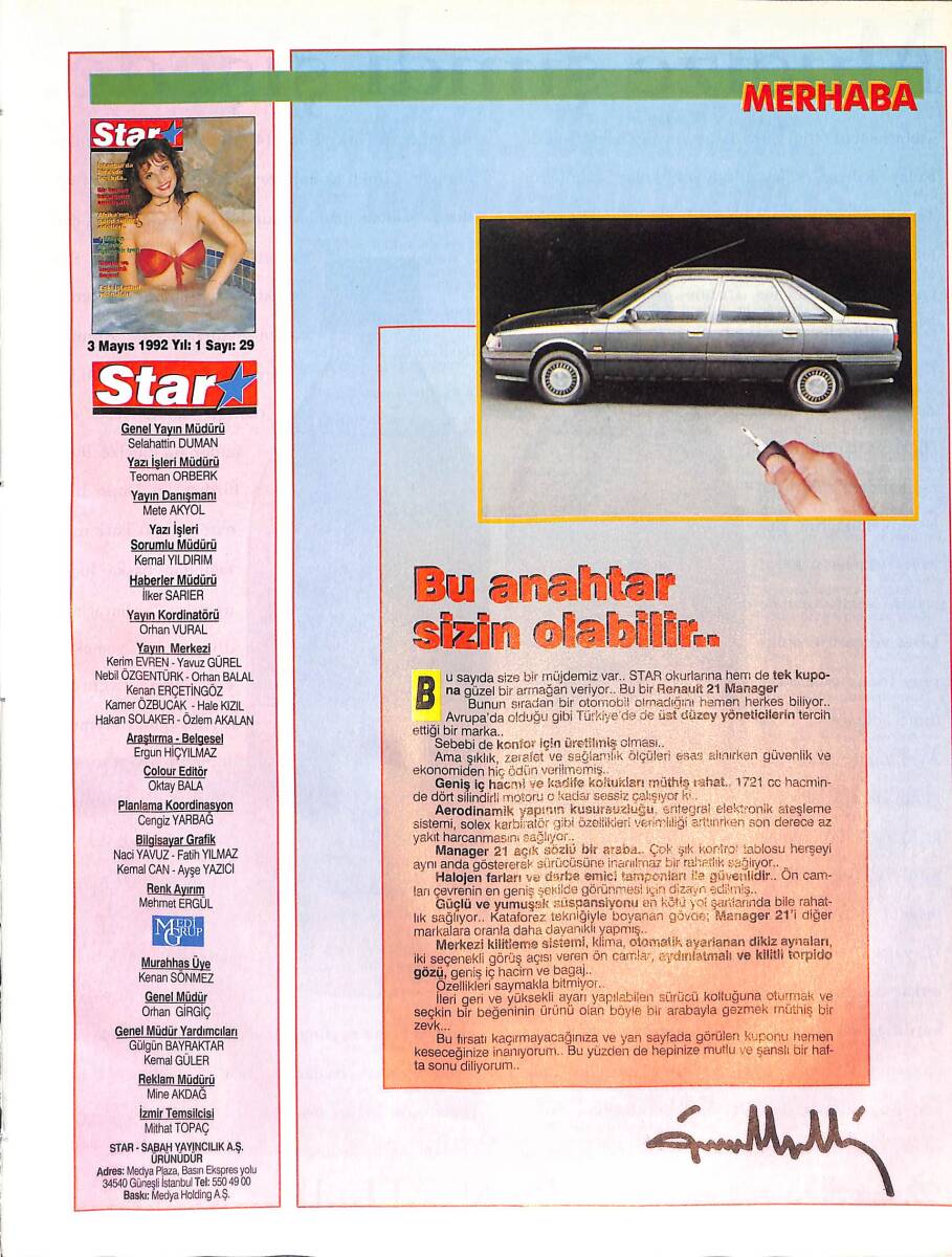 Star Dergisi 3 Mayıs 1992 Sayı:29 - 1 Milyon Dolarlık Oyuncak Tren - Dünkü Ve Bugünkü Beyrut -Eski İstanbul Yosmaları - Mata Hari - Peter Falk NDR87758 - 1