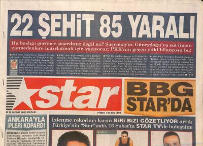 Star Gazetesi 10 Şubat 2002 - Fenere Bal Badem ! - Erman Hocayı Sizin İçin Sahaya İndirdik - Saddam Hüseyin , Ankarayla İpleri Kopardı GZ128036 - 1
