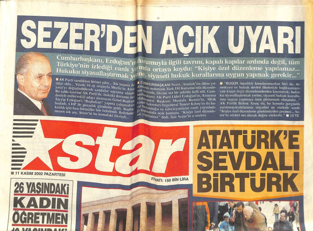 Star Gazetesi 11 Kasım 2002 - Fatih Terim'in Sözleri Olay Oldu - Nevizade Aslına Döndü GZ150625 - 1