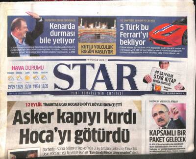 Star Gazetesi 12 Eylül 2013 - 12 Eylül Timurtaş Uçar Hocaefendiye Böyle İşkence Etti GZ107066 - 1