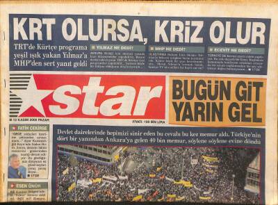 Star Gazetesi 12 Kasım 2000 - Galatasaraya 3lü Şok - Kilisede Skandal GZ127333 - 1