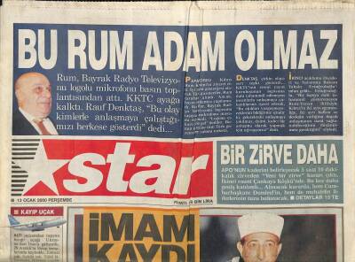 Star Gazetesi 13 Ocak 2000 - Şükürler Olsun ki , Çek Köylüsü Zeman Fenerbahçeyi Bıraktı GZ84803 - 1