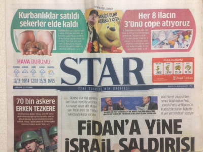 Star Gazetesi 18 Ekim 2013 - Hakan Fidana Yine İsrail Saldırısı GZ29063 - 1