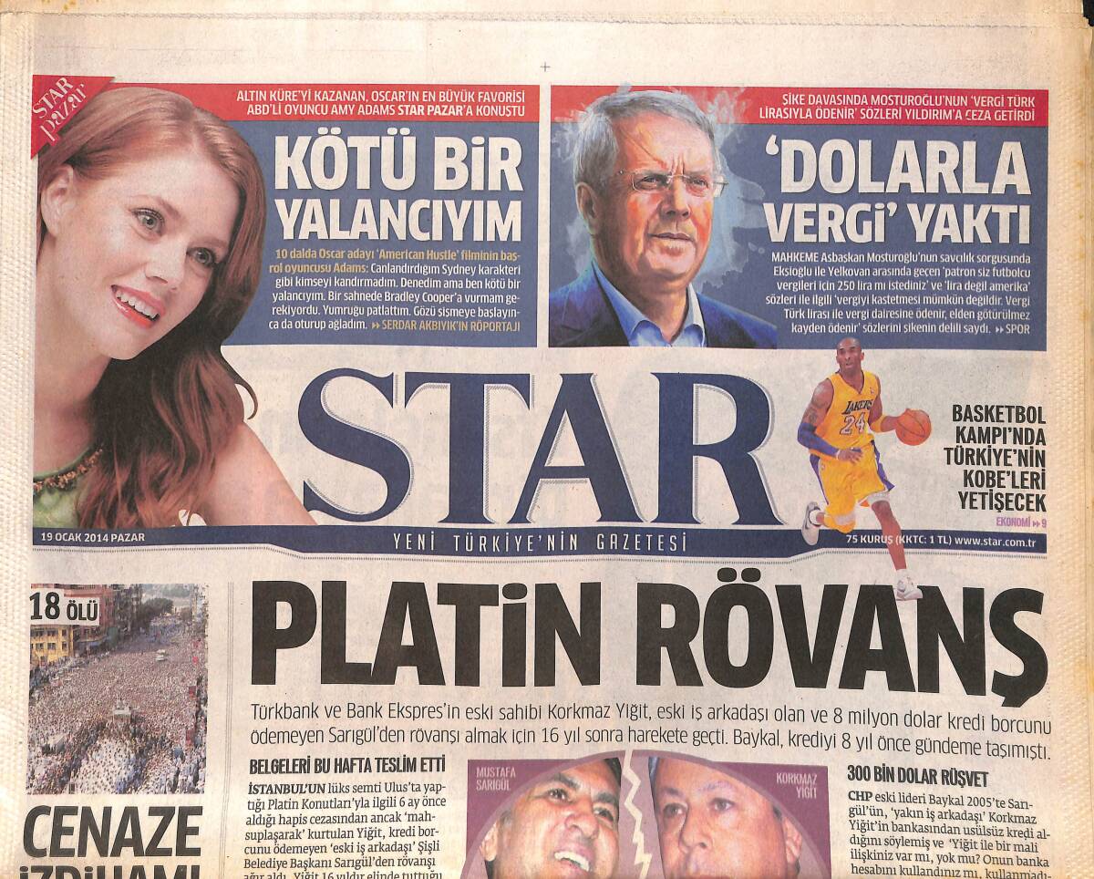 Star Gazetesi 19 Ocak 2014 - Obama'dan Karımı Seviyorum Boşanmayacağım Pozu - Gözler Aziz Yıldırım'da GZ153937 - 1