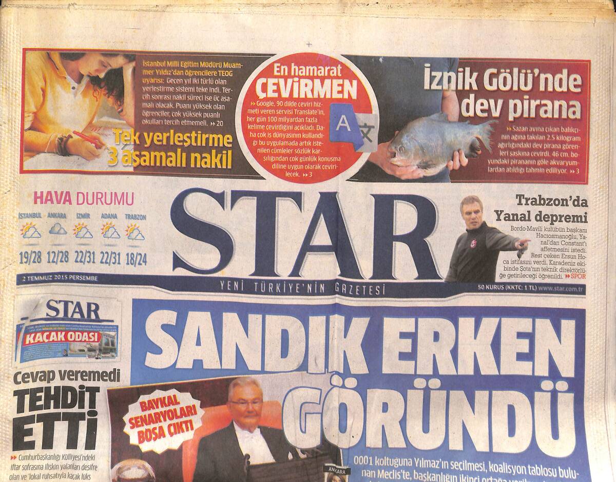 Star Gazetesi 2 Temmuz 2015 - Trabzon'da Yanal Depremi - ABD'Lİ Senatörlerden Kritik Suriye Ziyareti GZ135754 - 1