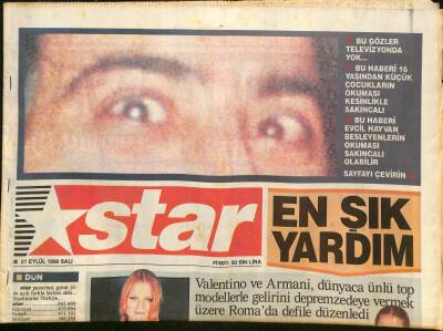 Star Gazetesi 21 Eylül 1999 - Satanistler, Keanu Reeves, Alaattin Çakıcı, 1999 Galatasaray Posteri GZ126445 - 1
