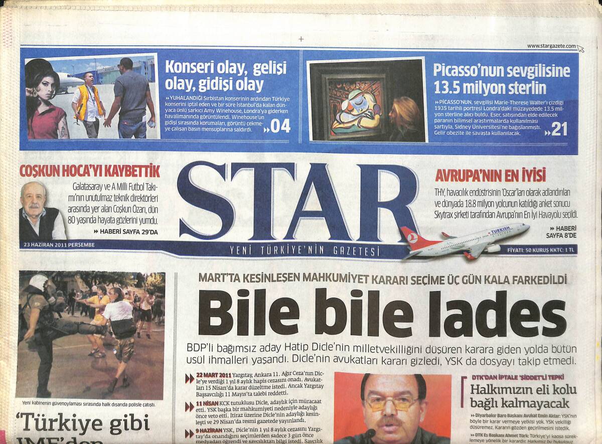 Star Gazetesi 23 Haziran 2011 - Picasso'nun Sevgilisine 13.5 Milyon Sterlin - Fenerbahçe İle Beşiktaş Mehmet Topal Savaşı! GZ137862 - 1