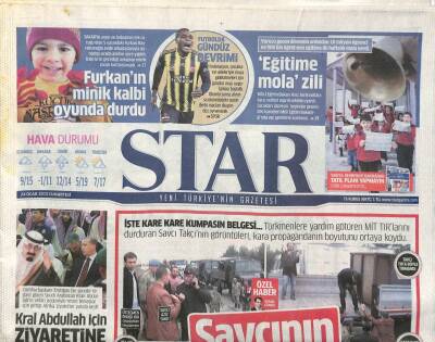 Star Gazetesi 24 Ocak 2015 - Kral Abdullah İçin Ziyaretine Ara Verdi GZ109989 - 1