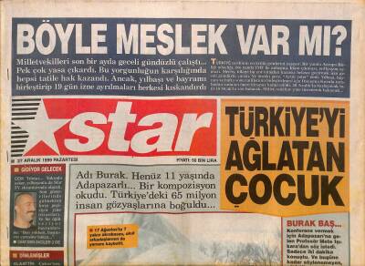 Star Gazetesi 27 Aralık 1999 - Vanda Aybaba Görevi Bıraktı ! - Sergen İlk Maçında Çok Çalıştı GZ127451 - 1
