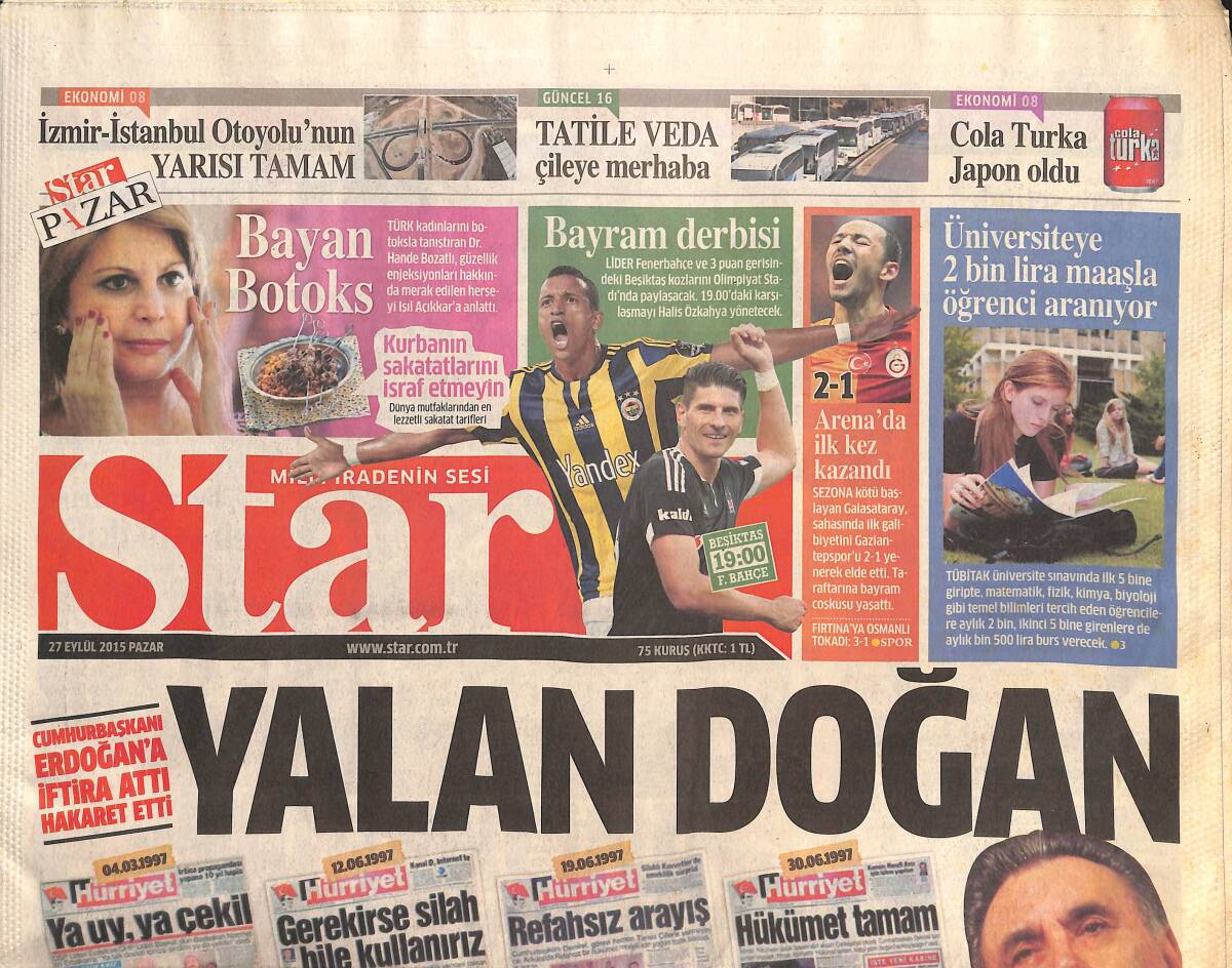 Star Gazetesi 27 Eylül 2015 - Selma Ergeç Mutluluğa Ana Toprağında Erişti - Bayram Derbisi GZ135752 - 1